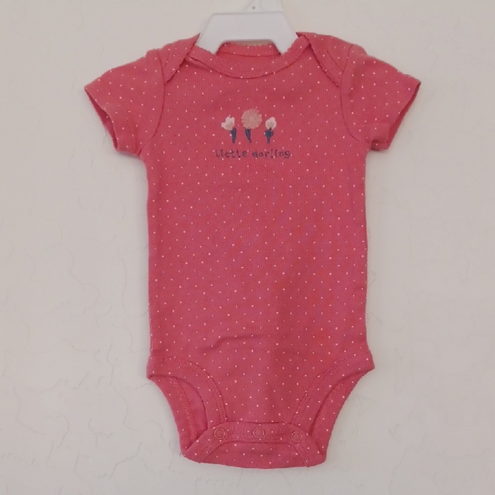 Carter's Pink Polka Dot Baby Short Sleeve Onsie Size 3 Months